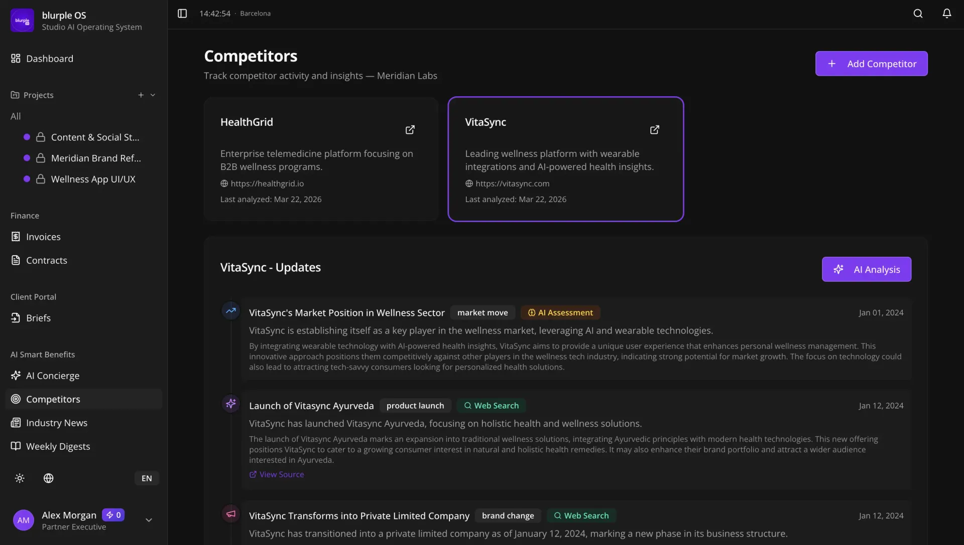 blurpleOS competitive intelligence dashboard