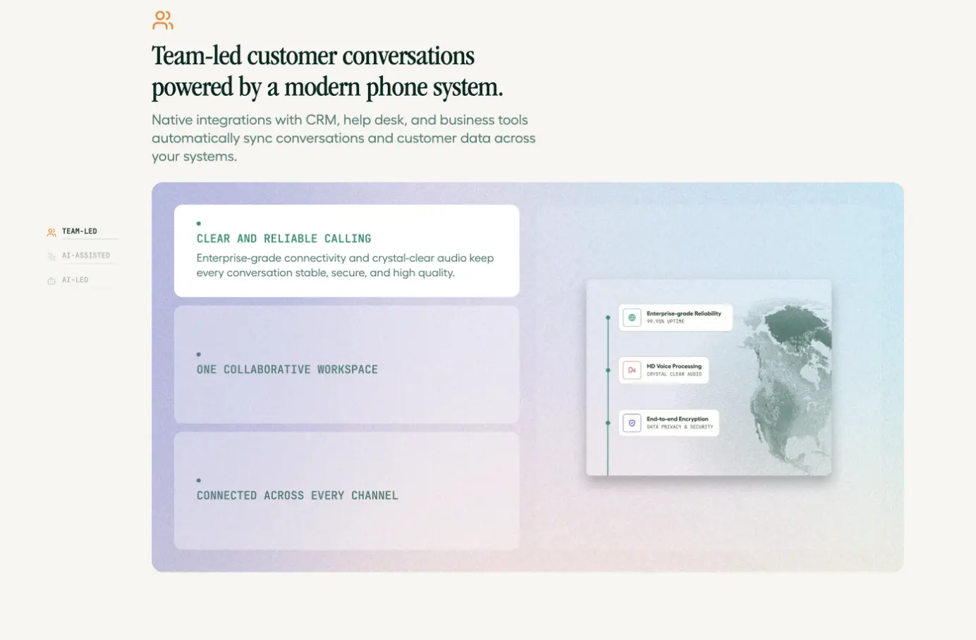 Aircall team-led customer conversations powered by a modern phone system, with CRM and help desk integrations